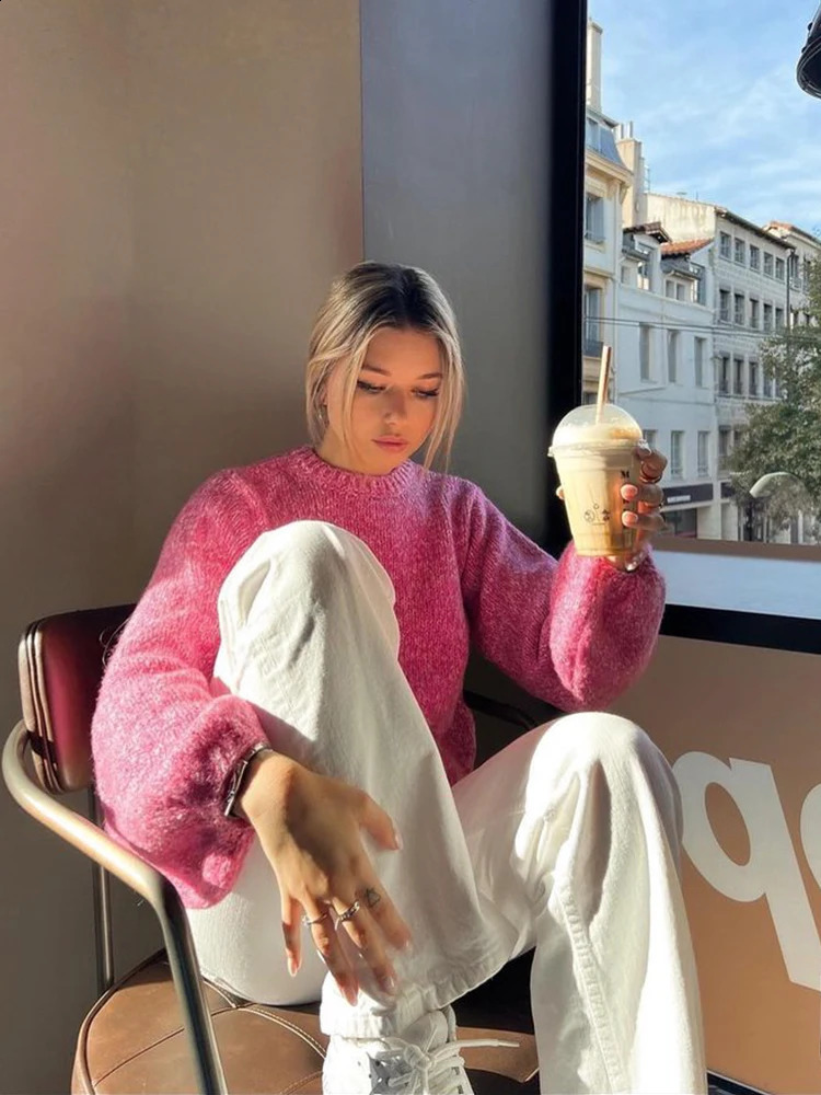 Womens Sweater Fashion Cute Vintage Solid Backless Knitted Pullovers Knitwear Long Sleeves O-Neck Female Chic Lady Tops 250614