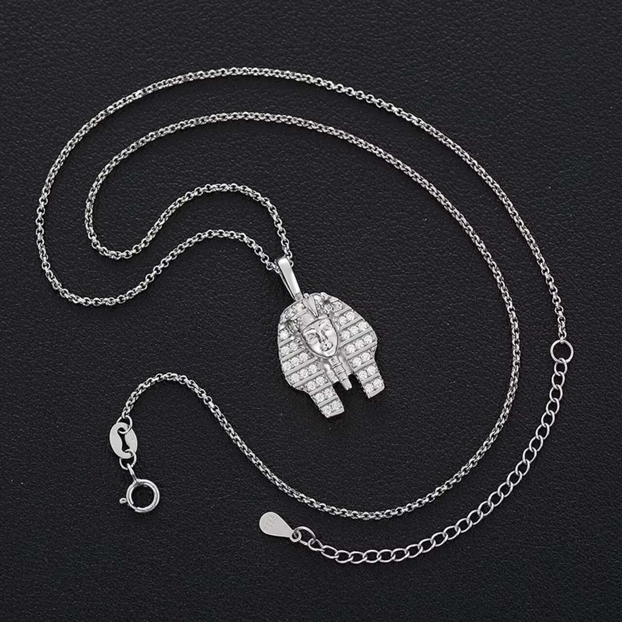 Luxury Ancient Egyptian Pharaoh King Hip Hop Style Chain Necklace with Moissanite Pendants Charms