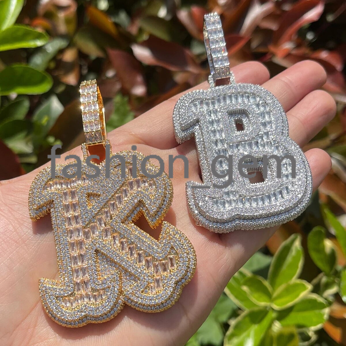 Customized Moissanite VVS Pendant Double Layer Iced Out Single Initial Name Letter Pendant Personalized A-Z Hip Hop Jewelry