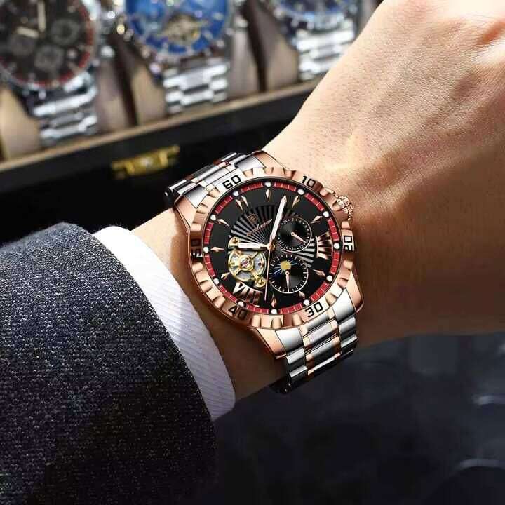 DHgargets Hot Sale 1415 New Men's Fashion Casual Multifunctional Automatic Waterproof Quartz Watch Reloj Hombre 2025