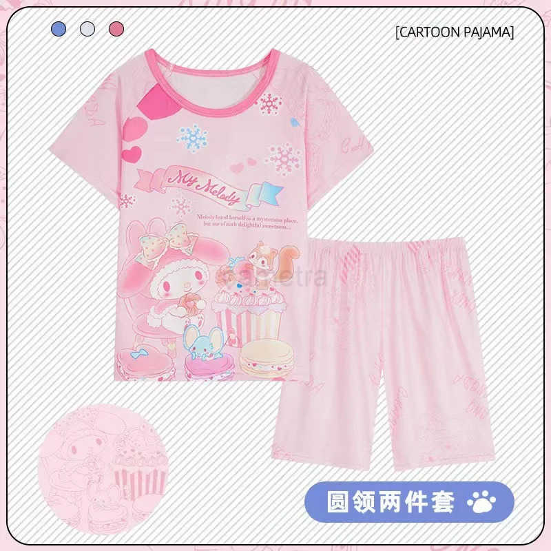 Sanrio Set of Short Sleeved Shorts Pajama Girl Pijama Sets for Children Childrens Pajamas Girls Loungewear Sleepwear Robe Clothing XJ250618XJ250618