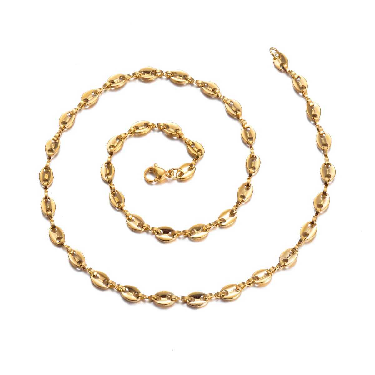 1 piece Stainl Steel Hip Hop Coffee Bean Chains Necklaces Pig Nose Chains Bracelets Punk NecklaceC250617
