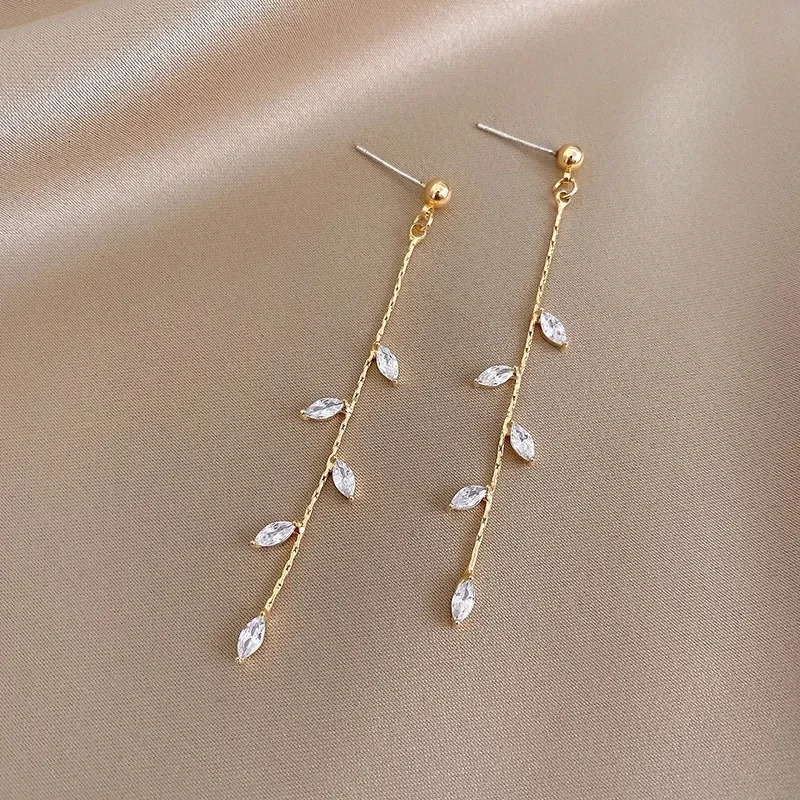 Fashion Gold Color Leaf Earrings For Women Exquisite Mini Set Cubic Zirconia Wedding Ear Jewelry Pendant Gifts 250617