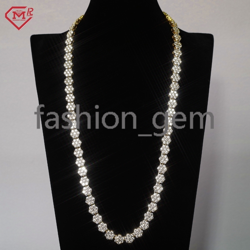 7MM Tennis Chain Necklace Customized Flower Shape S925 Hip Hop Jewelry Moissanite Tennis Chain