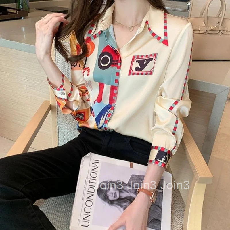 Womens Shirts and Blouses Long Sleeve Clothing Japanese Harajuku Fashion Top for Woman Spring Pattern Chiffon Elegant Youth Y2k