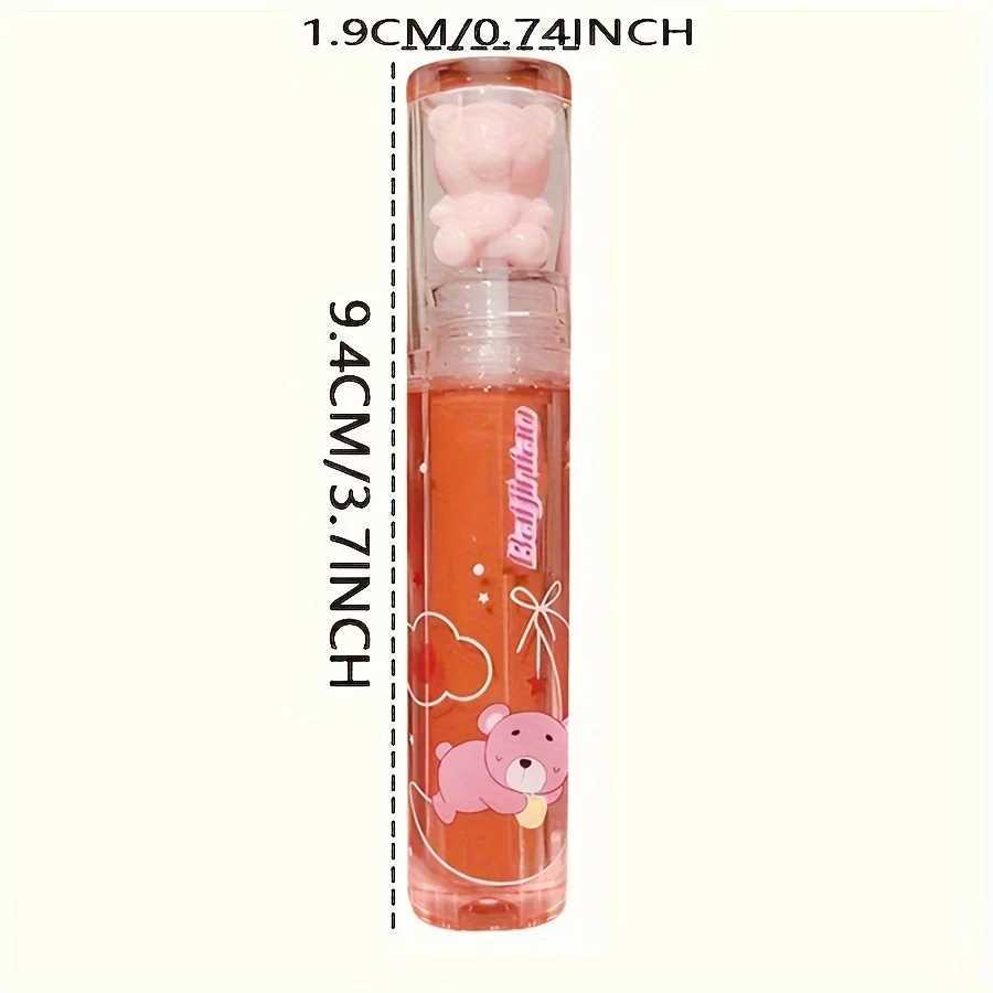 6 color lip glaze cute little bear mirror gloss jelly lips with sparkling light dew water long-lasting stain resistant transfer XJ250618