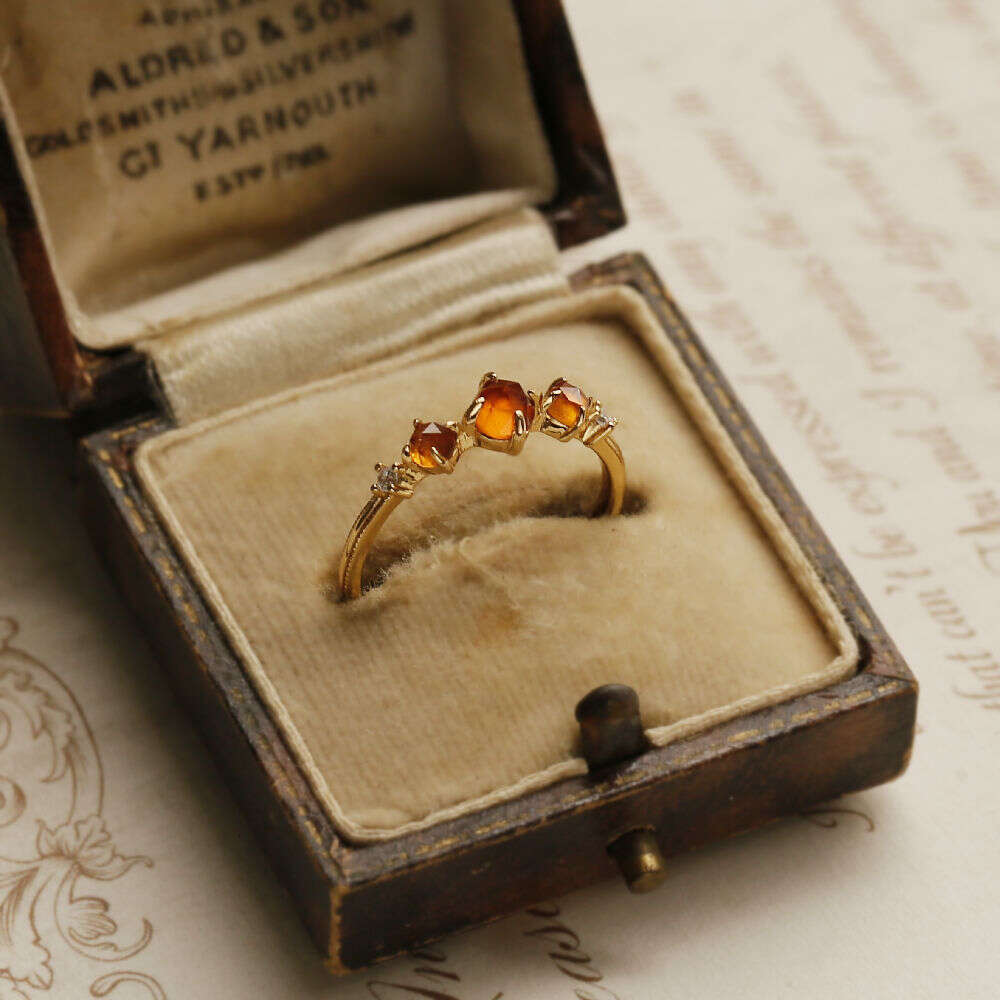 "Phantom Sun" Orange Garnet for Women, High-End Ins Style, Elegant Adjustable Ring