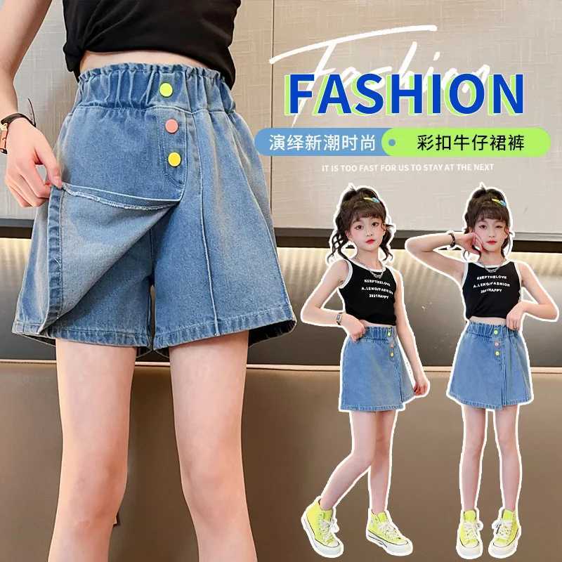 Summer New Girls Shorts Childrens Denim Shorts For Teen Girl Clothes Kids Trousers Casual Beach Shorts Hot Pants For 4-14YearsC250617