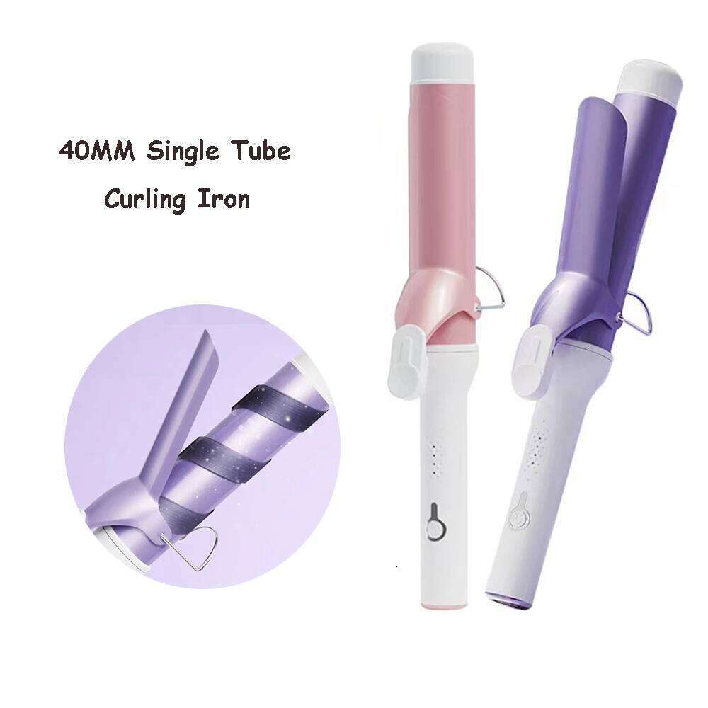 Women Professional 40Mm Ceramic Swivel Curling Iron Big Wave Electric Curler Hair Styling Tool