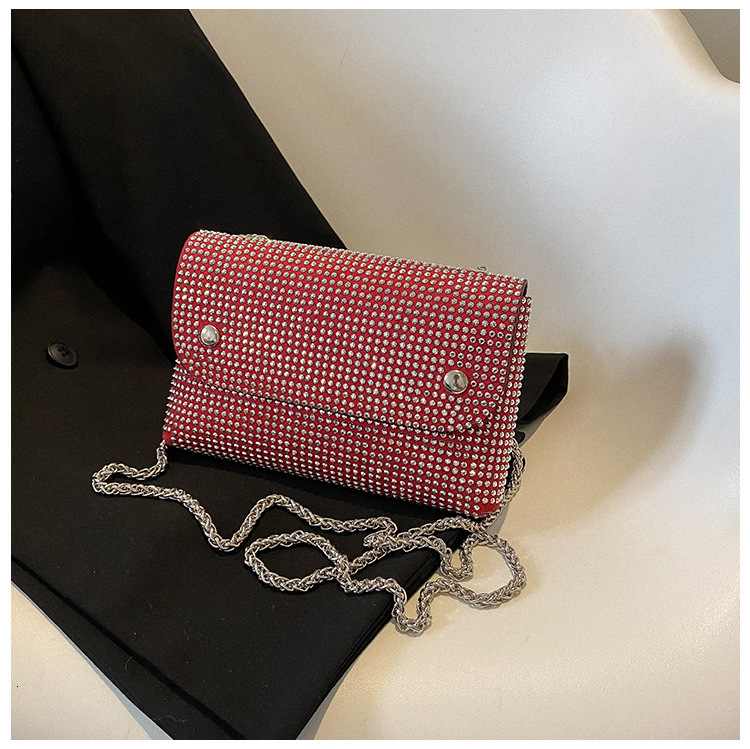 Free Shipping 2025 New Designer Bag Niche All Diamond Women's Shoulder Handbag Fashionable High-quality Shopping Bag Trendy Small Square Bag