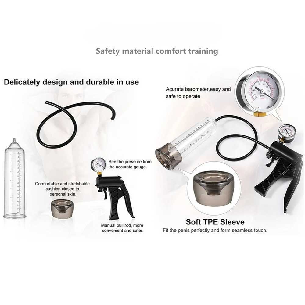 Penis Enhancement Pump Dual Water Air Function Cock Extender Enlarger Hercules Cup with Watch Pressure Gauge Sex Toy for Men W250618