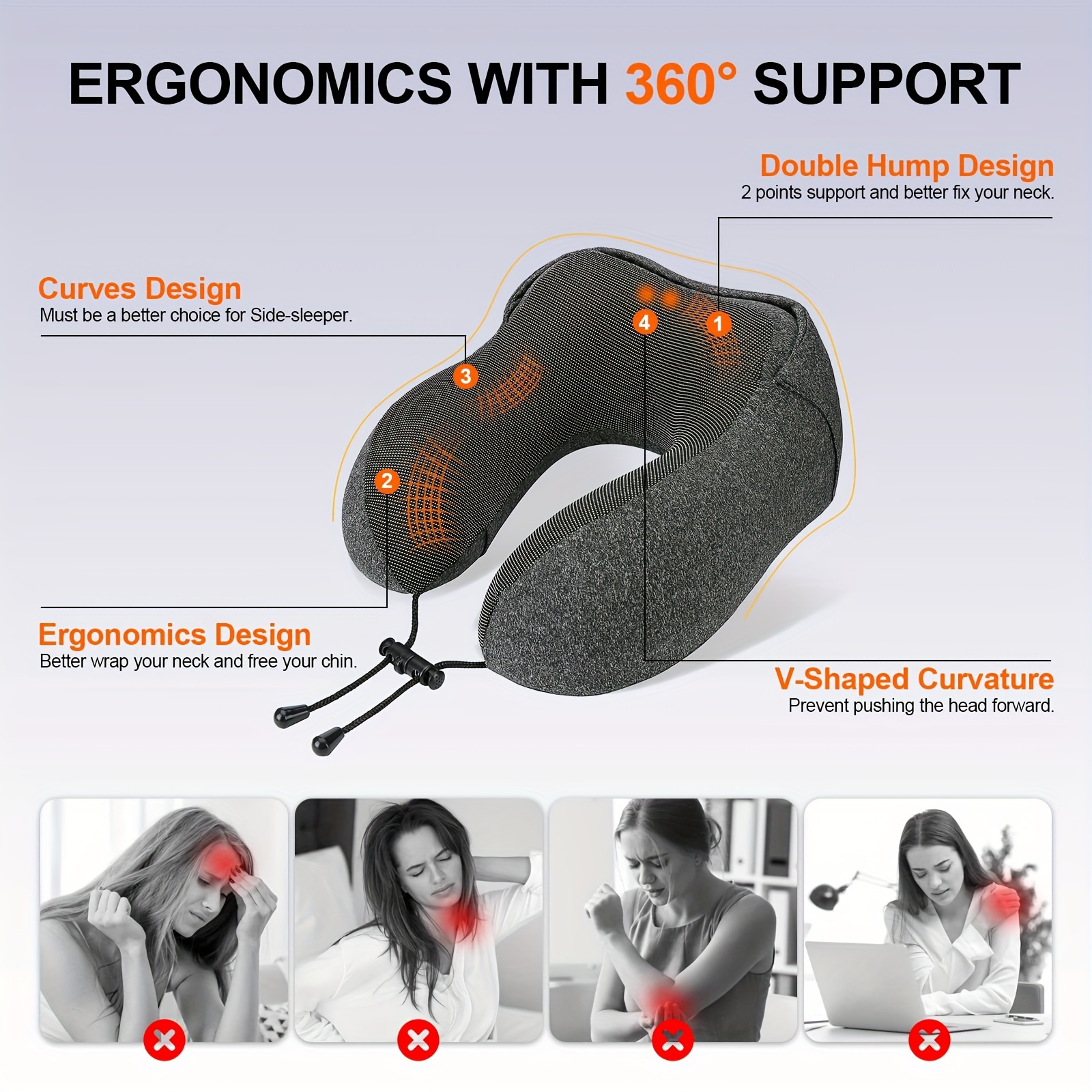 New hooded shading U-shaped pillow travel portable aircraft neck protection memory cotton pillow lunch break neck protection U-shaped pillow.