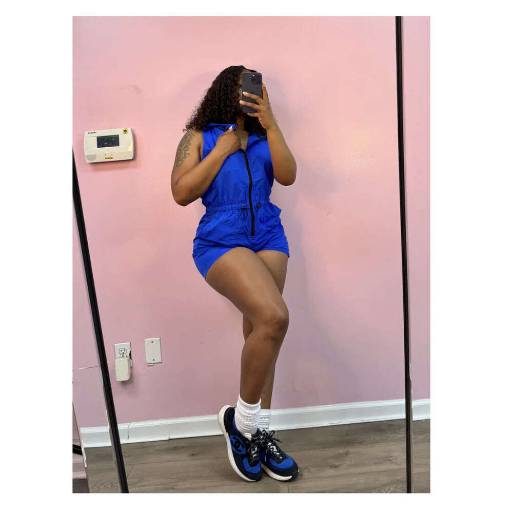 Summer New Hot Solid Color Personality Fashion Zipper Women's Jumpsuit Romper B5