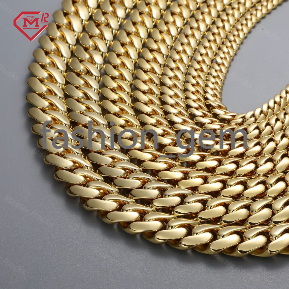 10mm 12mm 14K Gold Plating Cuban Chain High Quality Fashion Hip Hop Miami Cuban Link Chain