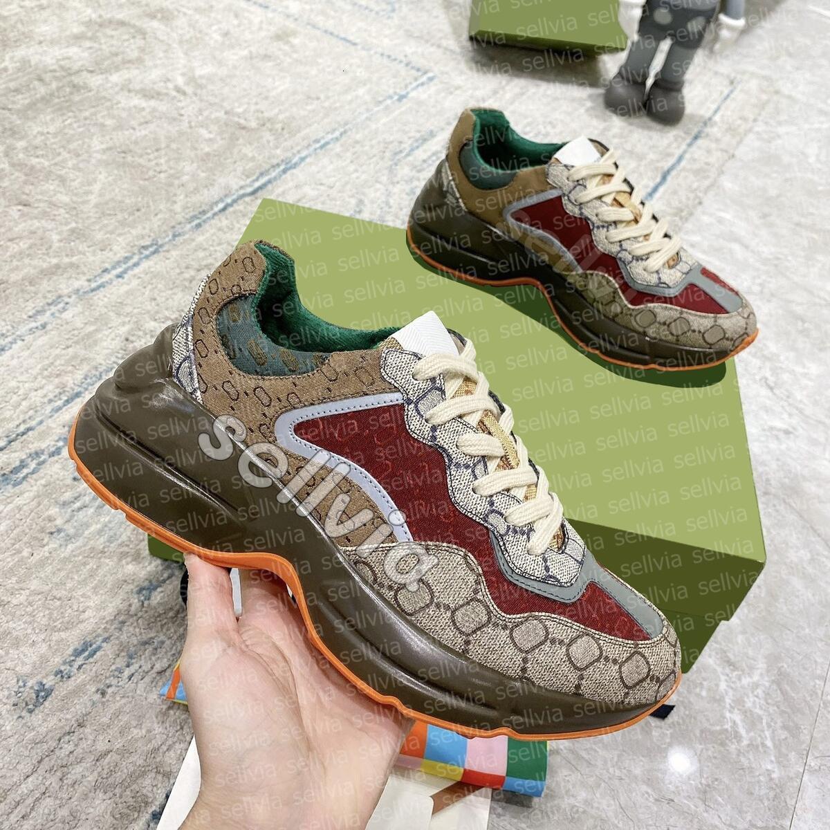 Rhyton Casual Shoes Designer Sneakers Men Women Vintage Daddy Sneaker Luxury Runner Trainers Brand Lady Chaussures Multicolor Platform Shoe size 35-46