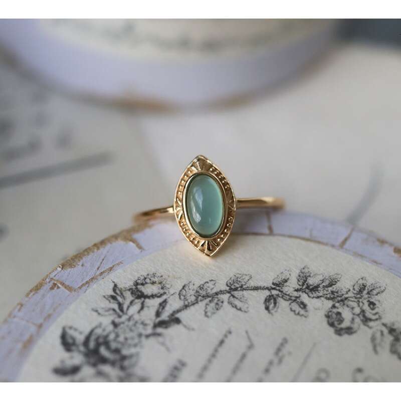 Light Double Layer Stone Craft Natural Topaz Peridot Flower Ins Style Adjustable Ring