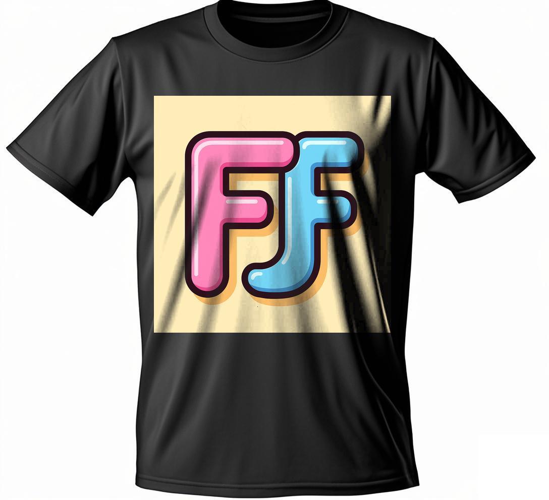 T-shirt with a pink and blue on the front Short sleeve Round collar