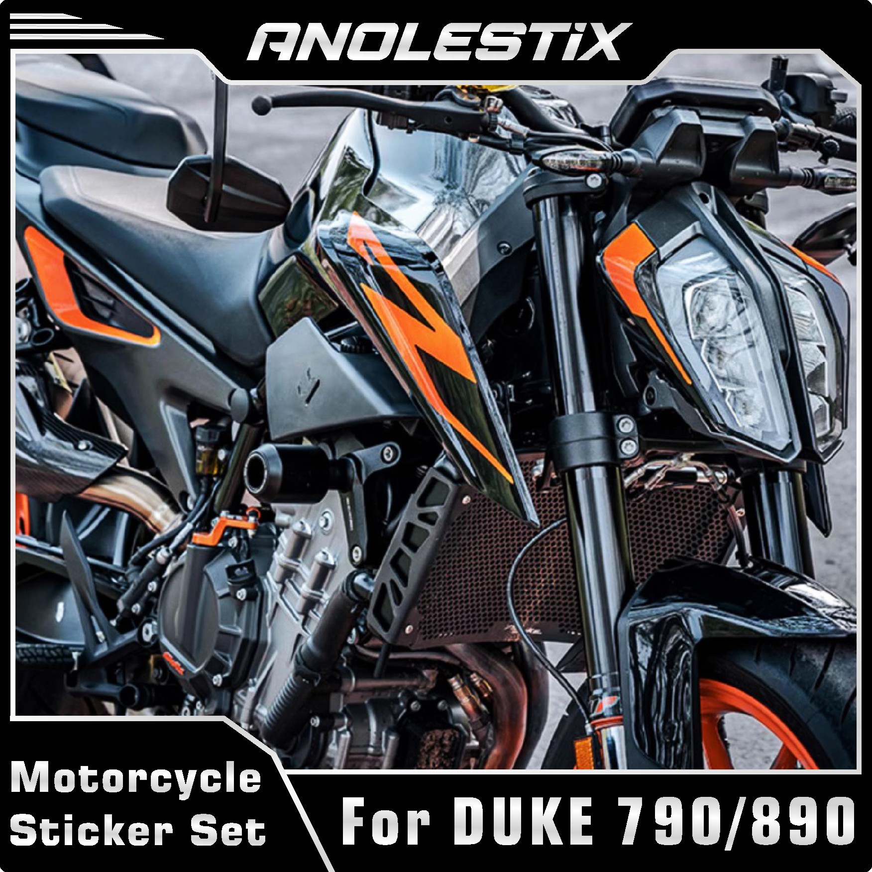 AnoleStix For KTM Duke 790 890 Stickers Racing Motorcycle Stickers Tank Headlight Decals For Duke 890 790 2021 2020 2019 2022