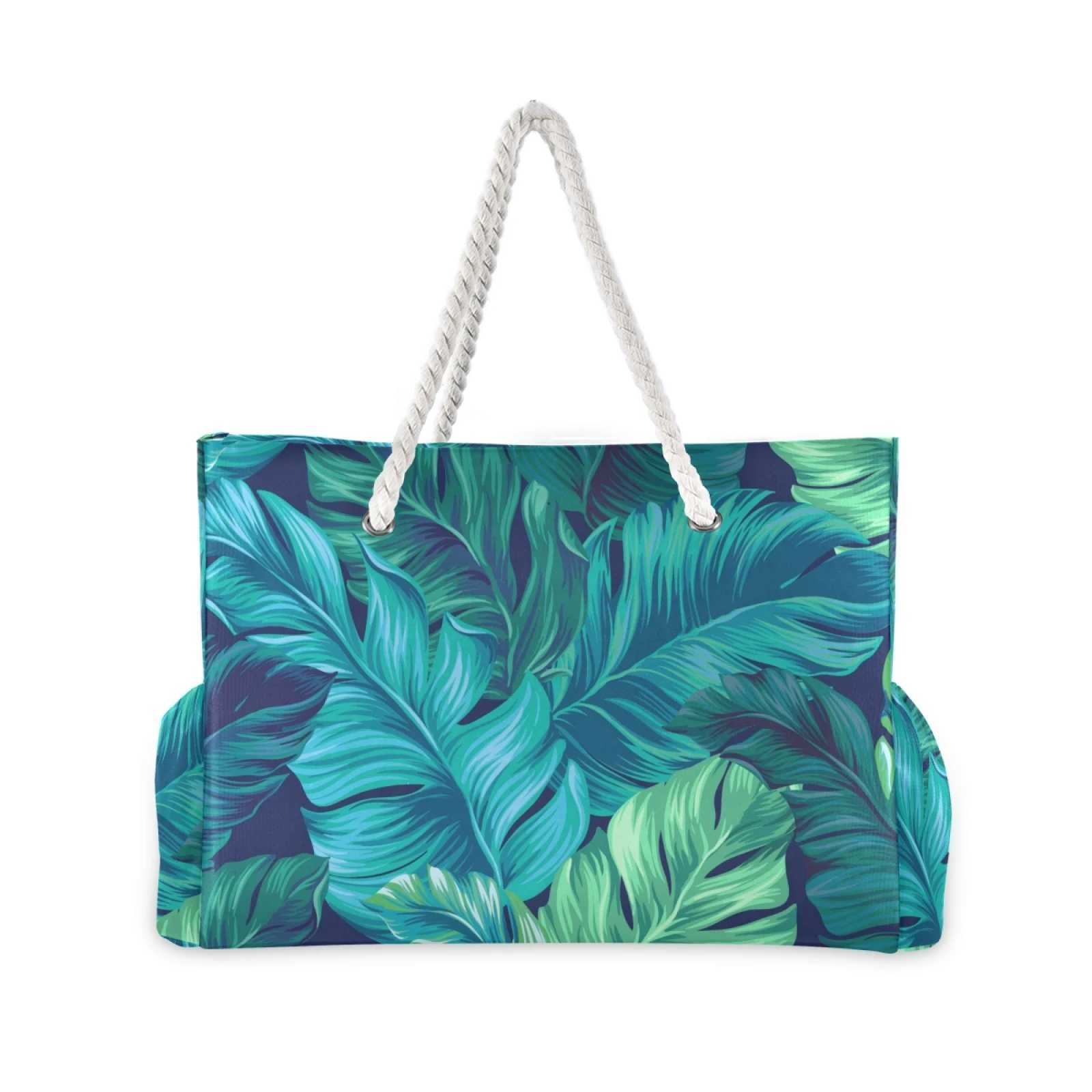 Wen Nylon Shopping Bag Five Cloth Shoulder Bag Green Leaves Environmental Storage Handbag Reusable Foldable Eco Beach Bag B250618
