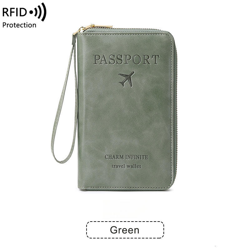 Free Shipping Luxury New RFID Passport Holder Ticket Organizer Document Bag Zipper Long Wallet Multifunctional Designer Travel Passport Bag Card Holde