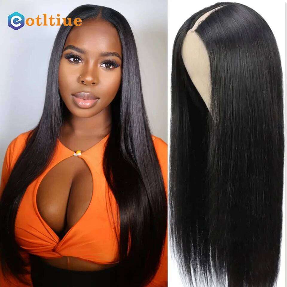 250 Density Straight V part 16-34Inches Upgrade Brazilian Glueless Wigs For Women 100% Human Hair Head Clip In Half Wig