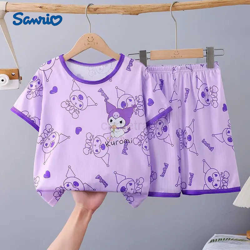 Sanrio Childrens Pajamas Spring And Summer Short Sleeved Shorts Loose And Thin Medium And Large Childrens Home Clothing Set XJ250618XJ250618