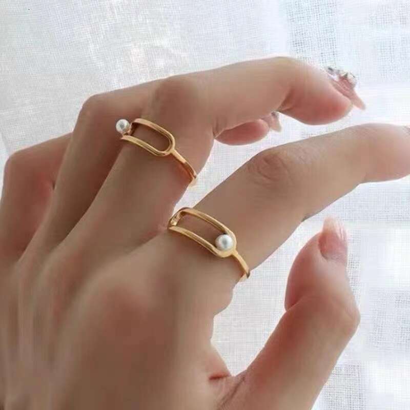 Inlaid Anti-Pearl Women, Ins Style, Niche Minimalist, Light Luxury, Simple and High-End, Adjustable Ring for Index Finger