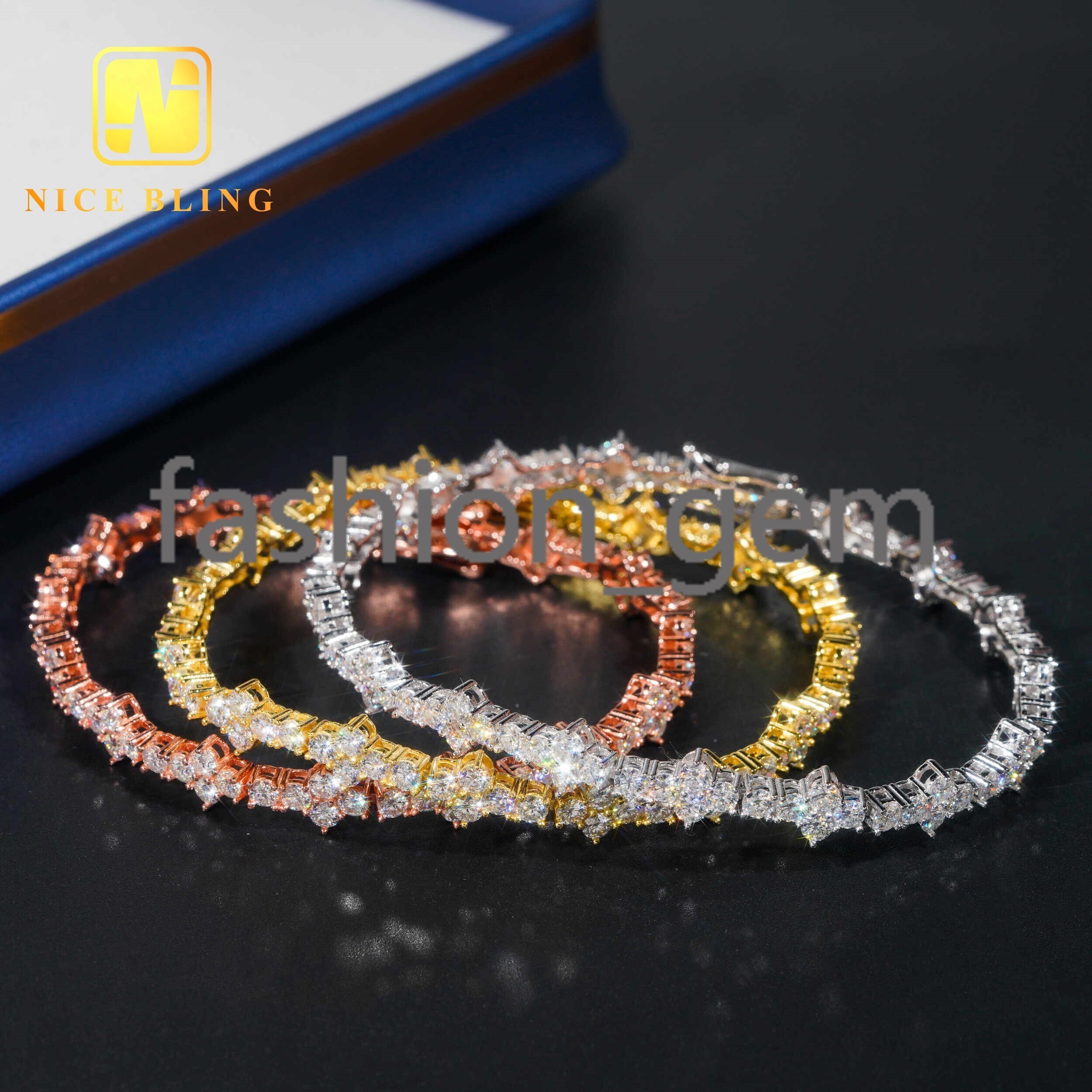 New Arrival Moissanite Tennis Chain Necklace 4MM Cross Tennis Necklace Hiphop Fashion Diamond Chains 925 Sterling Silver