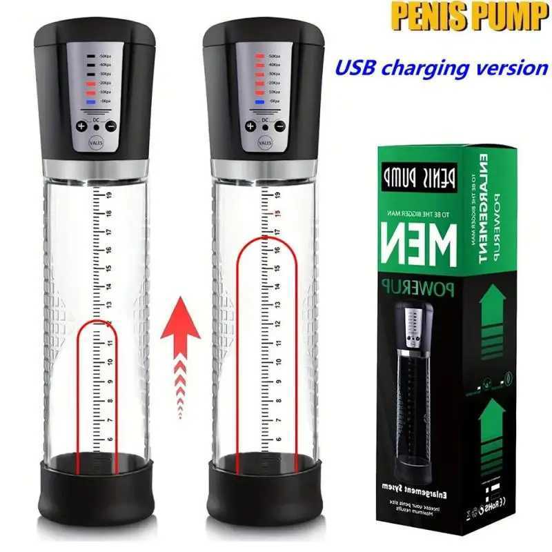 Electric Penis Pump Male Masturbator Vacuum Pump Extender Enlarger Dick Pump Cock Ring Adult Delayed Ejaculation Training 18+ W250618