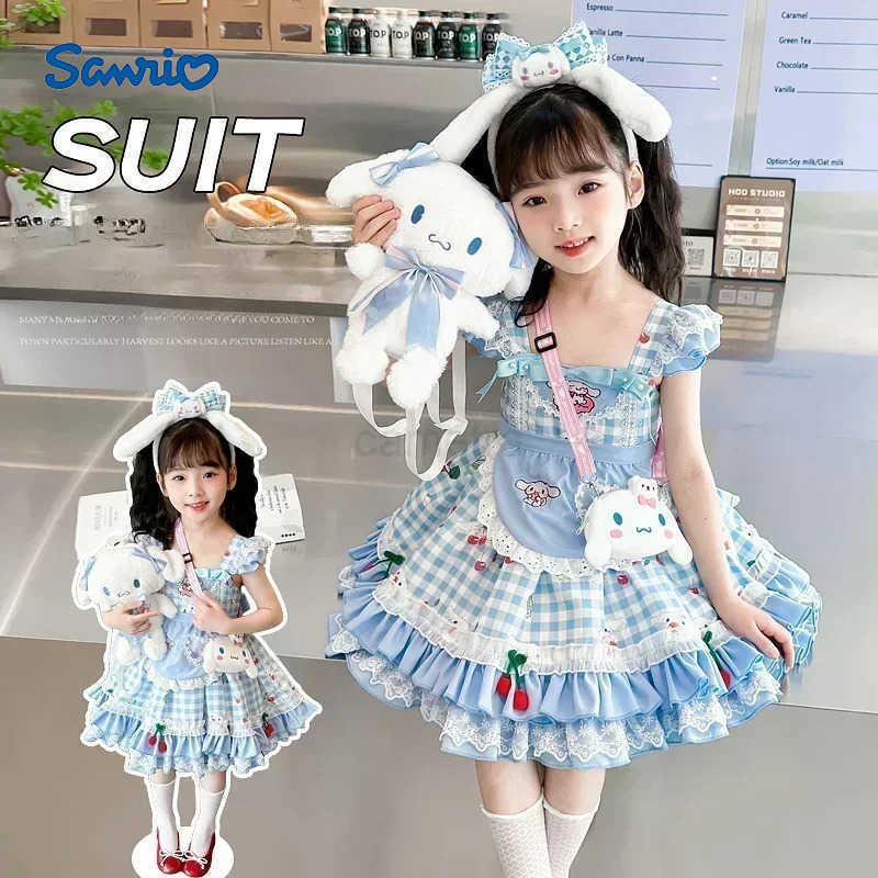 Sanrio Sanrio Cinnamoroll Childrens CosPlay Kuromi Dress Blue Girl Strap Skirt My Melody Dress Princess Dress Girls Birthday GiftsXJ250618