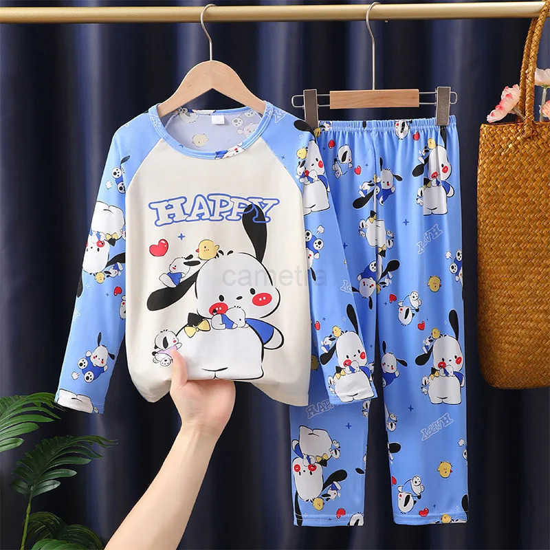 Sanrio New Spring Childrens And Girls Pajamas Cute Cartoon Long Sleeve Pants Home Clothes Kids Pajamas Set Baby Girls Pyjamas XJ250618XJ250618