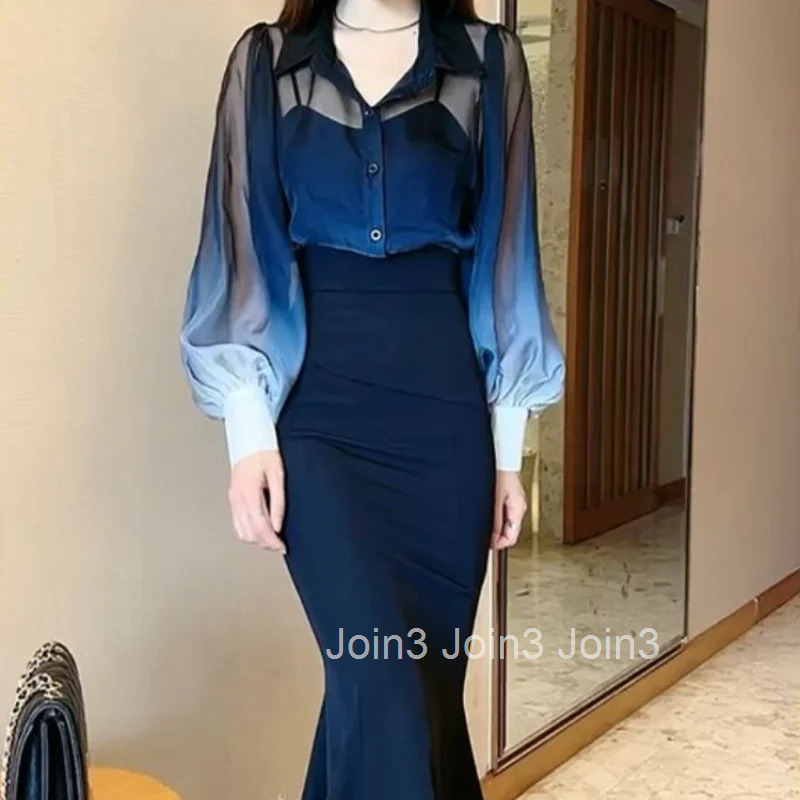 Long Sleeve Sexy Skirt Woman Outfit Commuting 2 Pieces Sets for Women Festival Y2k Clothes Clothing New Arrivals Trend 2025 Full