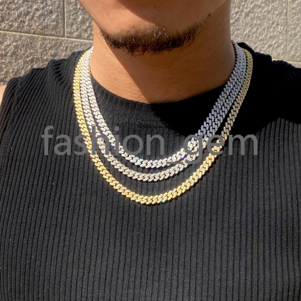 Hot Selling Jewelry Pass Diamond Tester Men Women 6MM Cuban Link Chain 925 Sterling Silver Hip Hop Cuban Link Chain