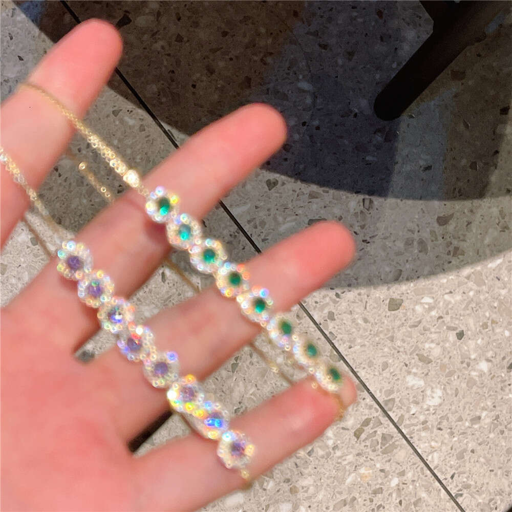 One Second Heartbeat Eight Dia Micro Paved Full Zircon Bracelet 2023 Niche Pull Cord Green Purple Hand Jewelry Internet Celebrity Style