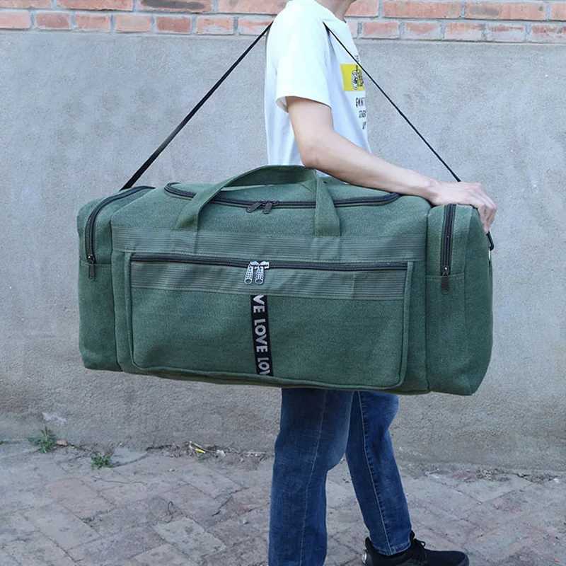 Large Canvas Travel Duffel Bag Waterproof Mens Shoulder Luggage Storage Bags Outdoor Training Fitness Sports Handbag XA927D W250618