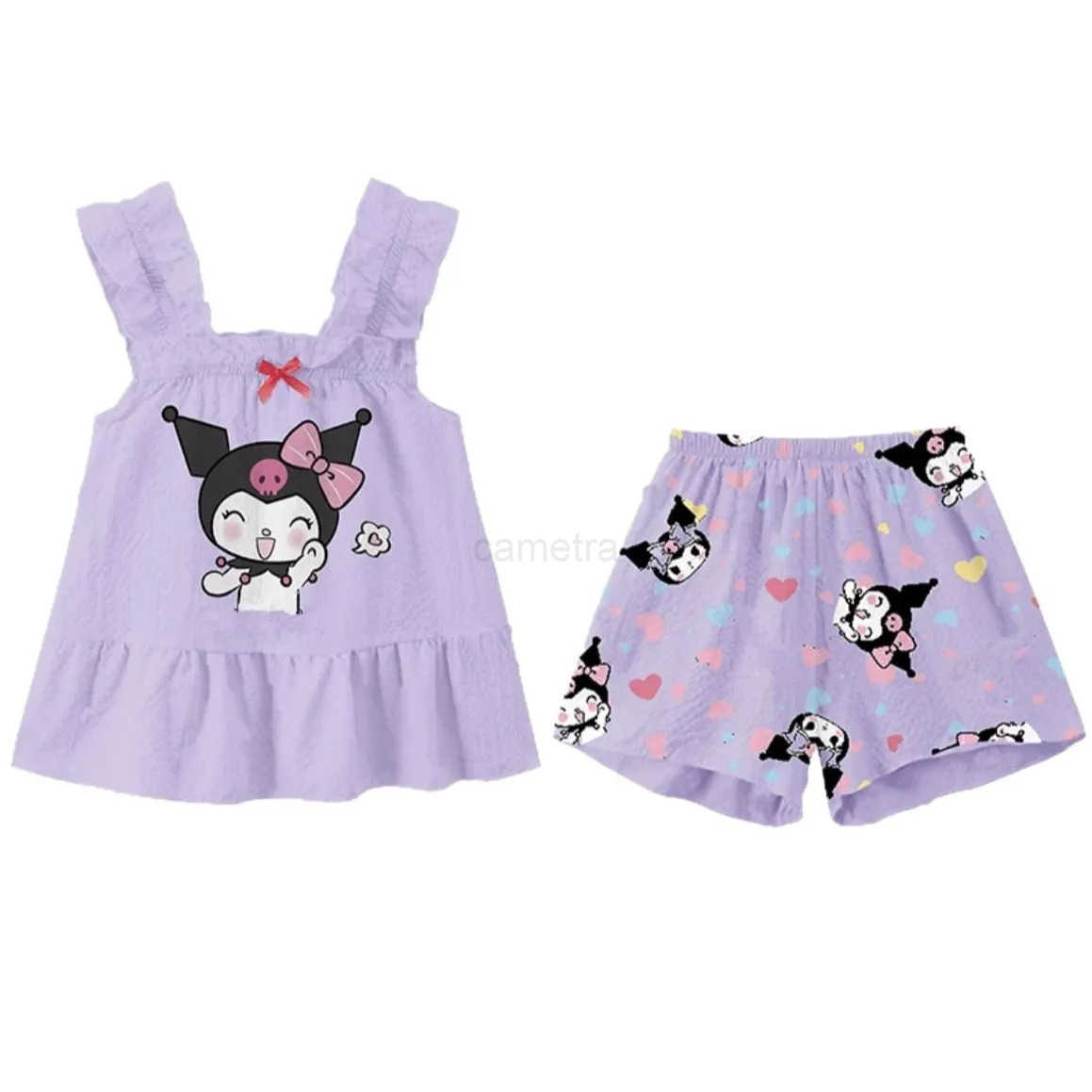 Sanrio Cute Homewear Girls Vest Sling Shorts Pajamas Suit Summer Hello Kitty Loungewear Camisole Pajama Set 2pcs/set Sanrio CinnamorollXJ250618XJ25061