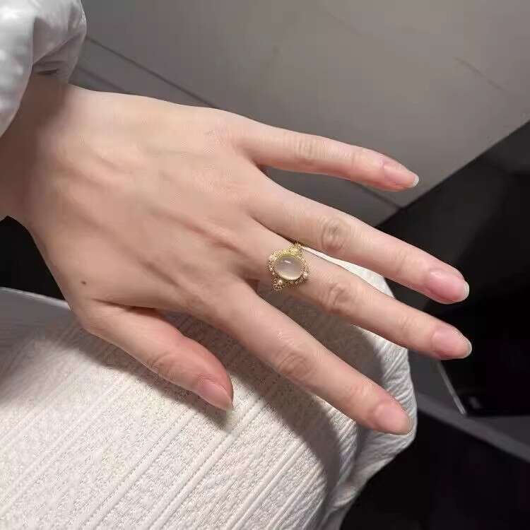 Same Style Fresh Green Simple Elegant Light Luxury Unique Niche Design High-end Ring