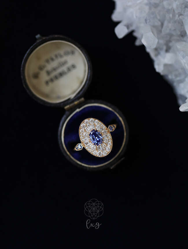 Velvet Waves II" Personality High-end Zurich Blue Full Zircon High Appearance Ring