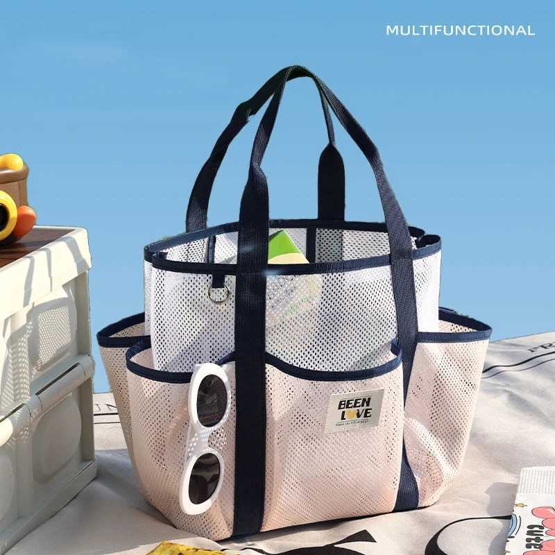 Handheld Mesh Beach Bag Breathable Large Capacity Storage Bag Swimming Toiletry Handbag INS Quick Dry Travel Shoder Bag B250618