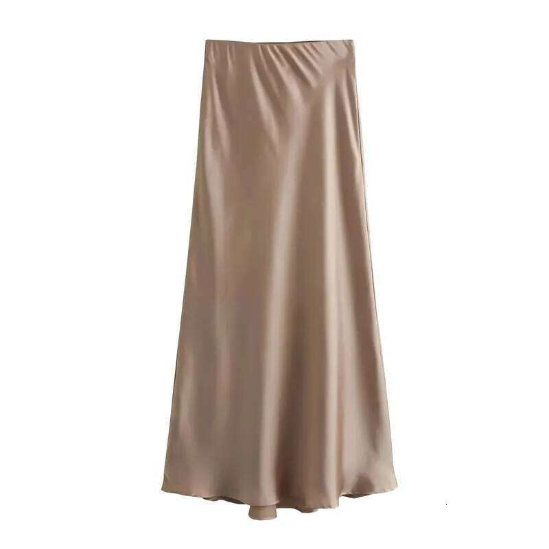 Wear TRAF Woman Satin High Waist Long For Women Summer Black Midi Skirt Office Elegant Women's Skirts