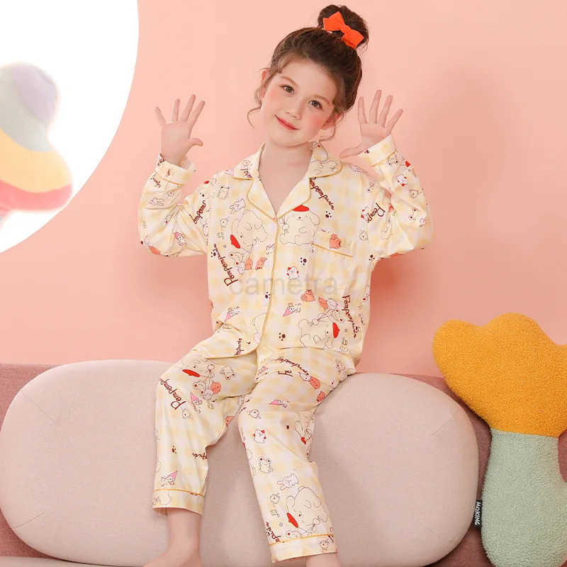 Sanrio Kawaii Sanrio Pajama Sets for Girls Lapel Soft Breathable Print Sleep Costume Casual Comfortable Housewear Autumn Winter XJ250618XJ250618