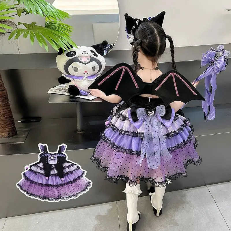 Sanrio Sanrio Dress Kuromi Lolita Christmas Childrens Costume Dresses Puffy Skirt Suit Cute Anime Kawaii New Party Clothes GiftXJ250618