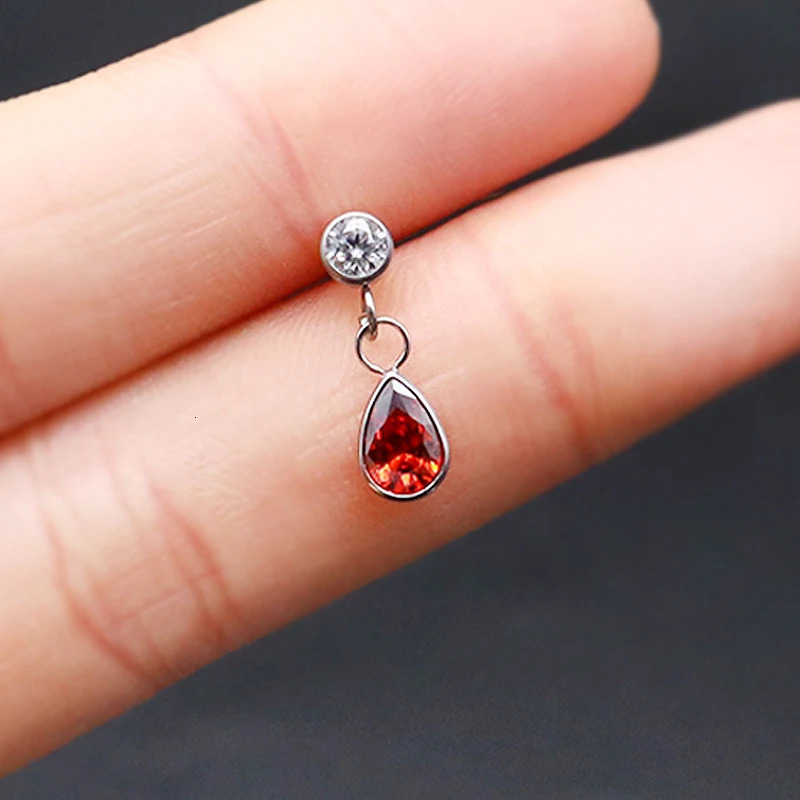36 Alloy Earrings Water Drop Pendant Cylindrical Water Drop Tear Drop Ear Bone Nail Human Puncture Accessory 250617