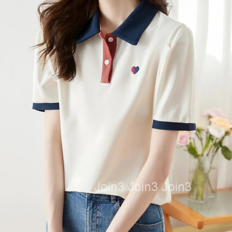 Slim Polo Neck T Shirt for Women Short Sleeve Woman Tshirt Womens T-shirt Polyester Korean Reviews Many Clothes 90s Vintage Yk2