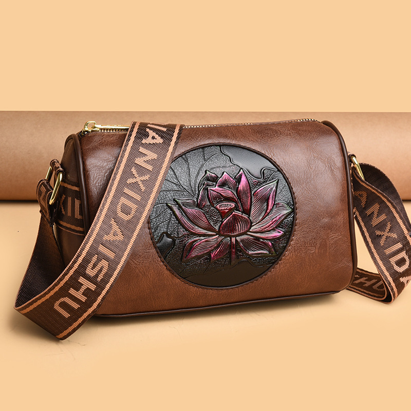 Free Shipping 2025 New Designer Bag Multi Functional Elegant Fashion High Quality Shopping Bag High End Ethnic Style Lotus Women's Single Shoulde