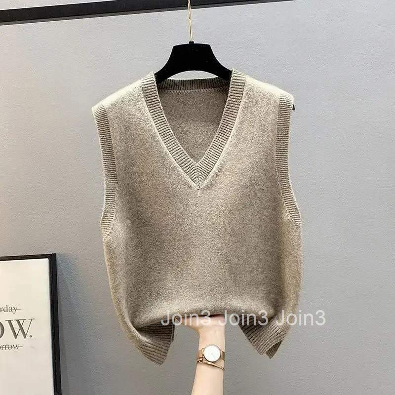 Female Sweater Sleeveless V-Neck Solid Waistcoat Y2k Tops 2025 Clothing Sales Trend Womens Knitted Vest New In Classic Warm