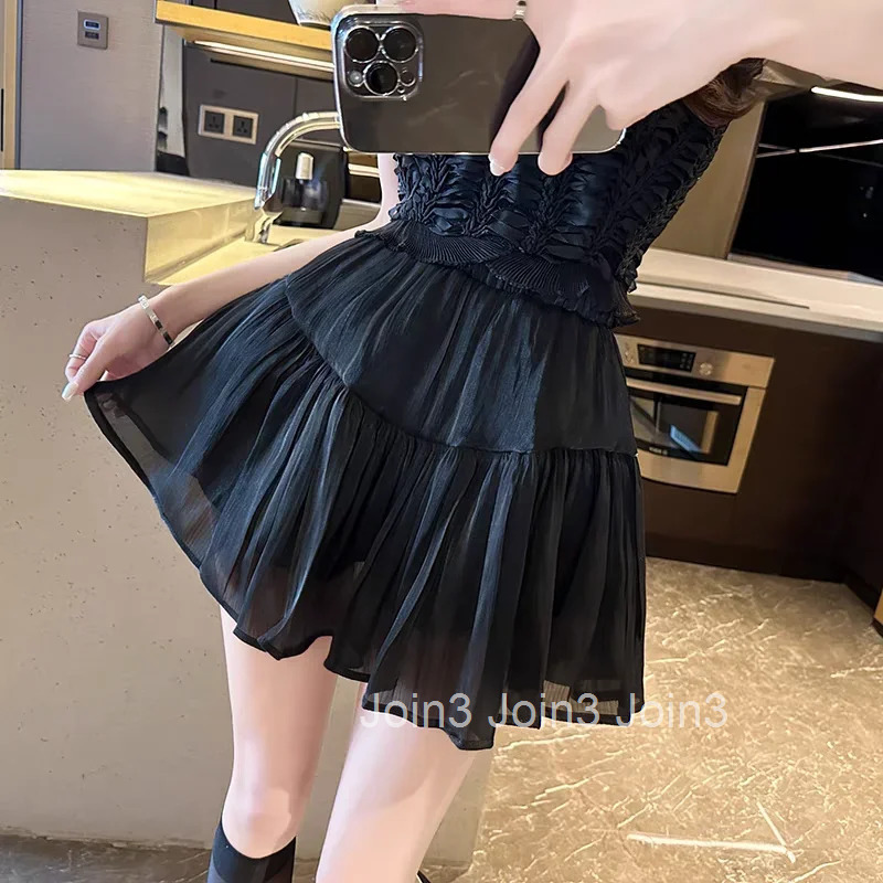 Ruffle Short High Waist Pleated Mini Skirts for Women Pleat New in Chic and Elegant A Line Stylish V Y2k Vintage Woman Skirt