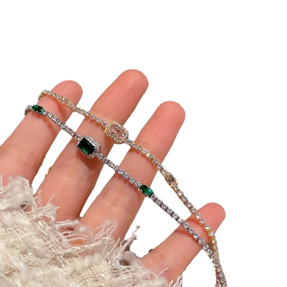 Full Dia Shiny Square 2023 Exquisite Ins Style Elegant Summer Lobster Clasp Bracelet J978
