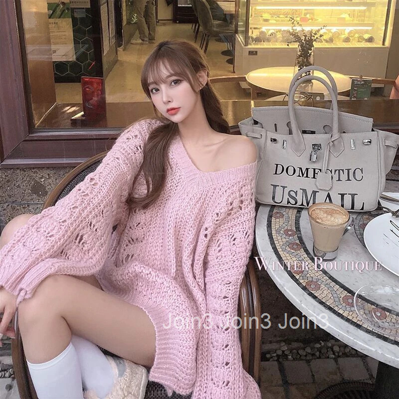 Knitted Top for Women Long See-through Ladies Sweaters Pullover Mesh Korean Luxury Autumn Winter 2025 Sleeve Cold Jersey Modern
