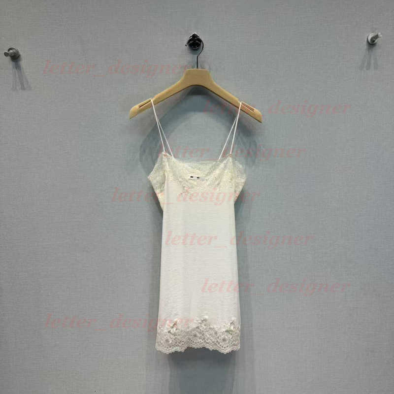 Designer women's Basic & Casual Dresses mirror quality Women's Brand Pure Lace Trim Slip Dress 25 Summer New Slim Waist Pure White Inner Dress